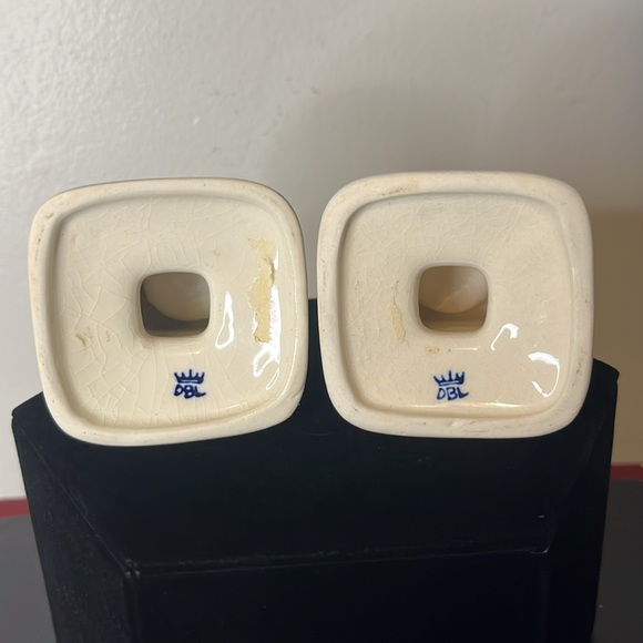 Vintage Delft Blue Windmill Floral Pair of Taper Candlestick Holders - Picture 6 of 8